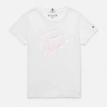Image of Tommy Hilfiger Girls Script Print T-Shirt - White - 12 Years