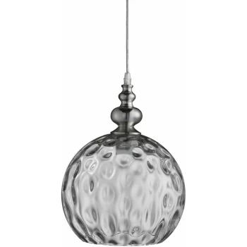 image of 03-searchlight - Indiana round pendant lamp, in satin silver and glass