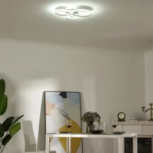 Image of HOMCOM Modern Three Circle Annular Ceiling Light with Metal Base for Hallway, Dining Room, Living Room