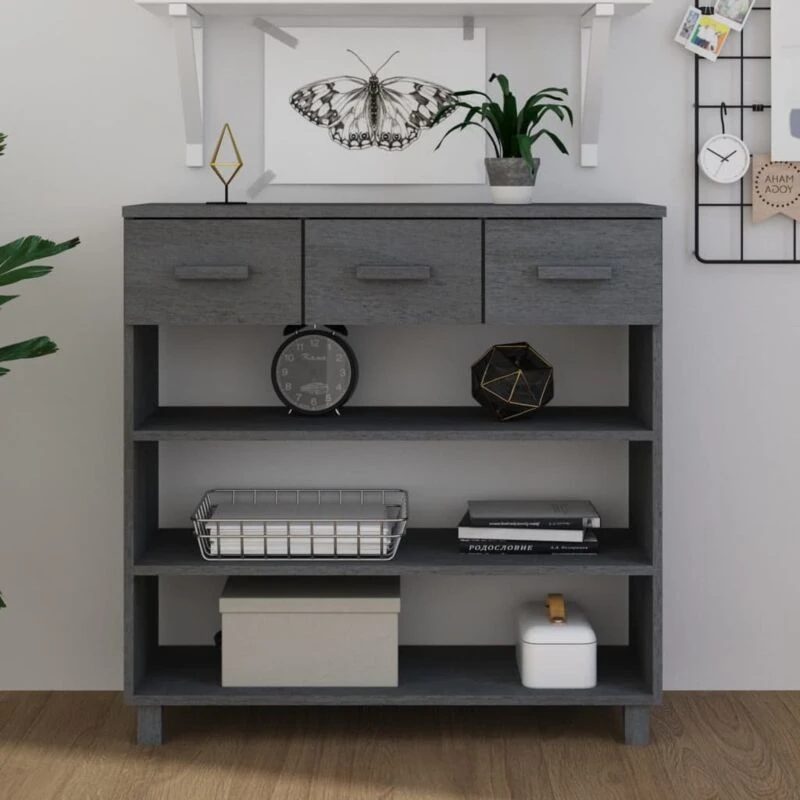 Image of VIDAXL Console Table hamar Dark Grey 90x35x90cm Solid Wood Pine Vidaxl 8720286818121