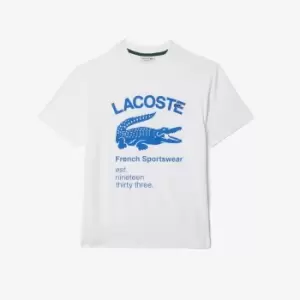 Mens Lacoste Relaxed Fit Crocodile T-Shirt Size 7 - XXL White