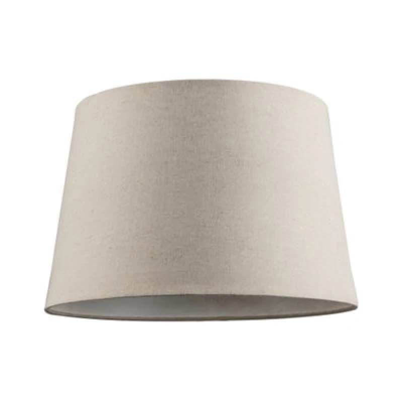 Image of Happy Homewares Designer Taupe Beige Naturally Textured Linen Lamp Shade In Drum Shape