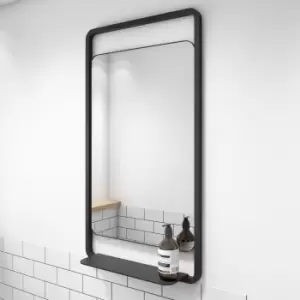 Image of Black Bathroom Mirror with Shelf - 500 x 900mm - Nero