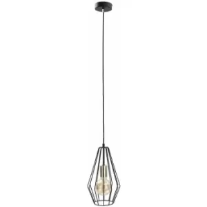 Image of Keter Lighting - Keter Lex Wire Frame Pendant Ceiling Light Gold, 19cm, 1x E27