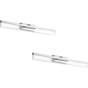 Image of 2 PACK Wall Light IP44 Bathroom Colour Chrome Shade Clear Plastic LED 10W Incl