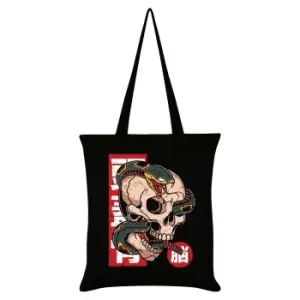 Image of Unorthodox Collective Snake Skull Tattoo Tote Bag (One Size) (Black/Red)