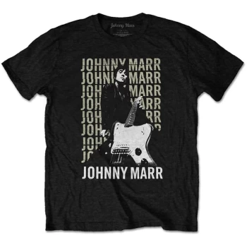 Image of Johnny Marr - Guitar Photo Unisex Large T-Shirt - Black
