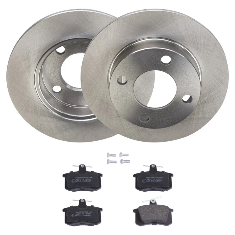 Image of RIDEX 3405B2164 Brake disc and pads set Rear Axle, Brake Disc Type: Solid, excl. wear warning contact Brake Set,disc brakes (3405)