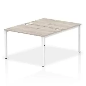 image of Impulse Bench B2B 2 Person 1200 White Frame Office Bench Desk Grey Oak