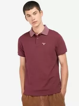 image of Barbour Bothain Contrast Collar Polo Shirt, Red, Size 2XL, Men