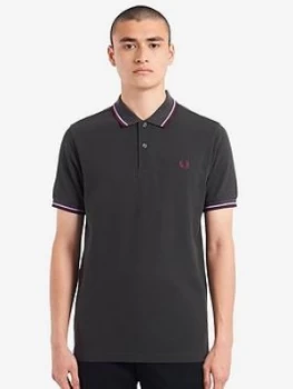 image of Fred Perry Twin Tipped Polo Shirt - Grey Size M Men