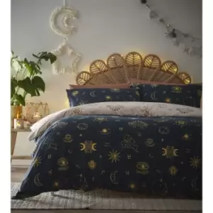 image of Zodiac Dreams Duvet Cover Set Navy King Size Bed - Blue - Portfolio Home