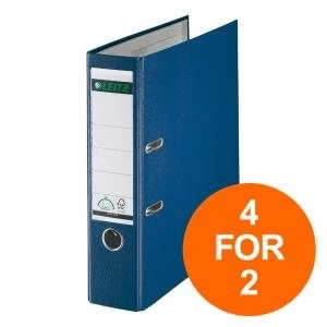 image of Leitz Lever Arch File Plastic 80mm Spine A4 Blue Ref 10101035 Pack 10