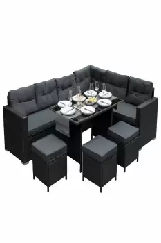 image of Jardi Outdoor 9 Seater Garden Rattan Furniture Set Black