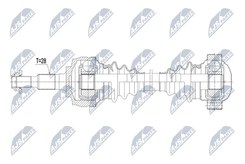 Image of NTY NPW-PS-017 Drive shaft Automatic Transmission, Rear Axle Right Drive Shaft (13)