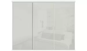 Image of Shaker Sliding Doors and track W168 White Frame Mirror