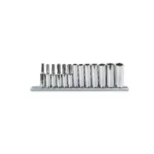 Image of Beta Tools 900L/SB 13pc 1/4" Square Drive Hexagon Deep/Long Socket Rail 4 - 14mm