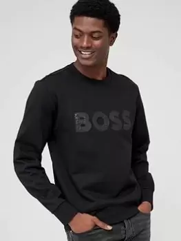Image of BOSS Soleri 01 Relaxed Fit Sweatshirt - Black, Size 2XL, Men