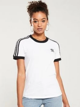 Image of adidas Originals 3 Stripe Tee - White, Size 10, Women