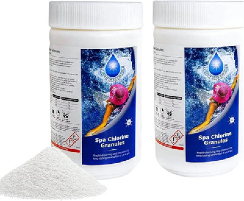 Image of Shatchi Blue SPARKLE 2 Kg Chlorine Granules Water Treatment for Rapid Disinfecting and Cleaning of Hot Tub Spa and Swimming Pool White