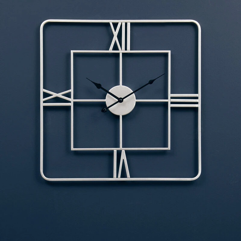 Image of Orsina Large Silver Finish Square Wall Clock Kent