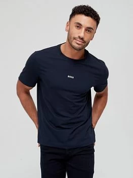 Image of BOSS Tchup Centre Logo T-Shirt - Dark Blue, Dark Blue, Size L, Men