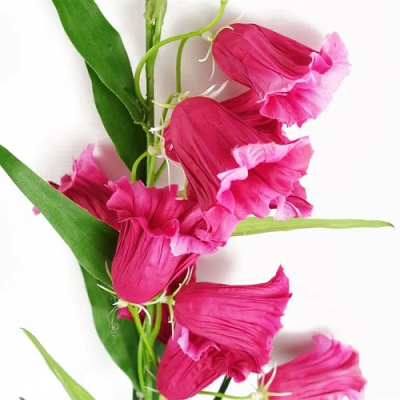 Image of Leaf Pack of 6 x 100cm Trumpet Artificial Flower Stem Fuchsia Pink