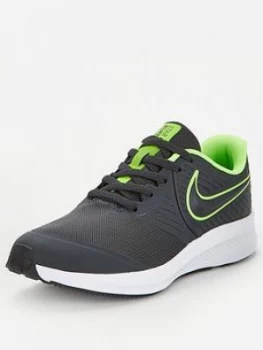 image of Nike Star Runner 2 Junior Trainers - Black/Green, Black/Green, Size 5.5