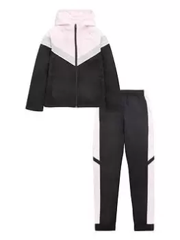 Image of Boys, Nike U NSW Poly Woven Tracksuit - Black/Pink, Size M=10-12 Years