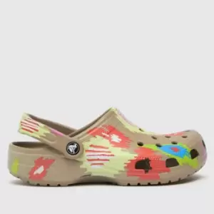 image of Crocs Beige & Brown Classic Ikat Sandals