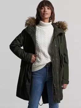 Image of Superdry Authentic Military Parka - Black, Size 8, Women