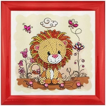 Image of Crystal Art Frameables Kit with Picture Frame Lion Meadow 16cm x 16cm
