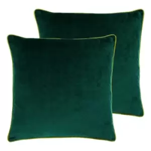 Image of Paoletti Meridian Twin Pack Polyester Filled Cushions Emerald/Moss
