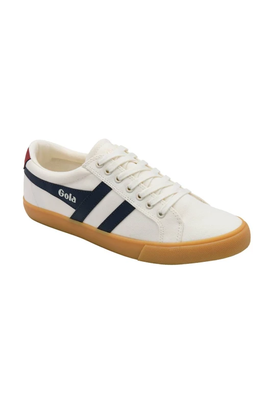 Image of Gola Classics Mens 'Varsity' Canvas Lace-Up Trainers in Off-White Size: 11 Off-White Male 11