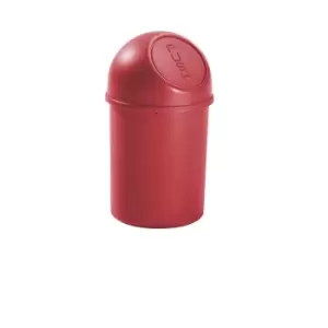 image of helit Push top waste bin made of plastic, capacity 6 l, HxØ 375 x 216 mm, red, pack of 6