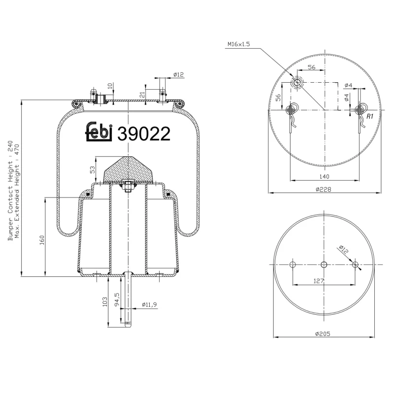 Image of FEBI BILSTEIN 39022 Boot, air suspension Rear Axle Right Boot,air suspension (324)