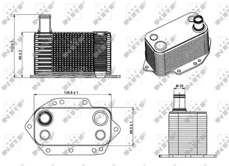 Image of NRF 31281 Oil Cooler with gaskets/seals, EASY FIT Aluminium Oil Cooler,engine oil (469)