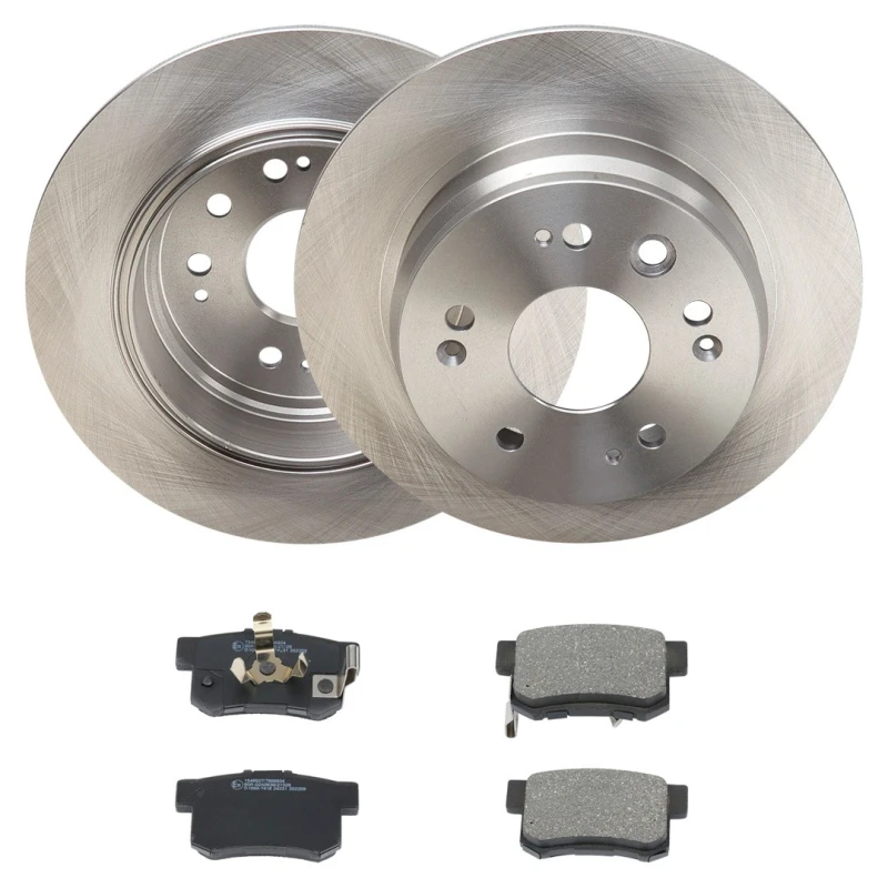 Image of RIDEX 3405B2400 Brake disc and pads set Rear Axle, Brake Disc Type: Solid, with acoustic wear warning Brake Set,disc brakes (3405)