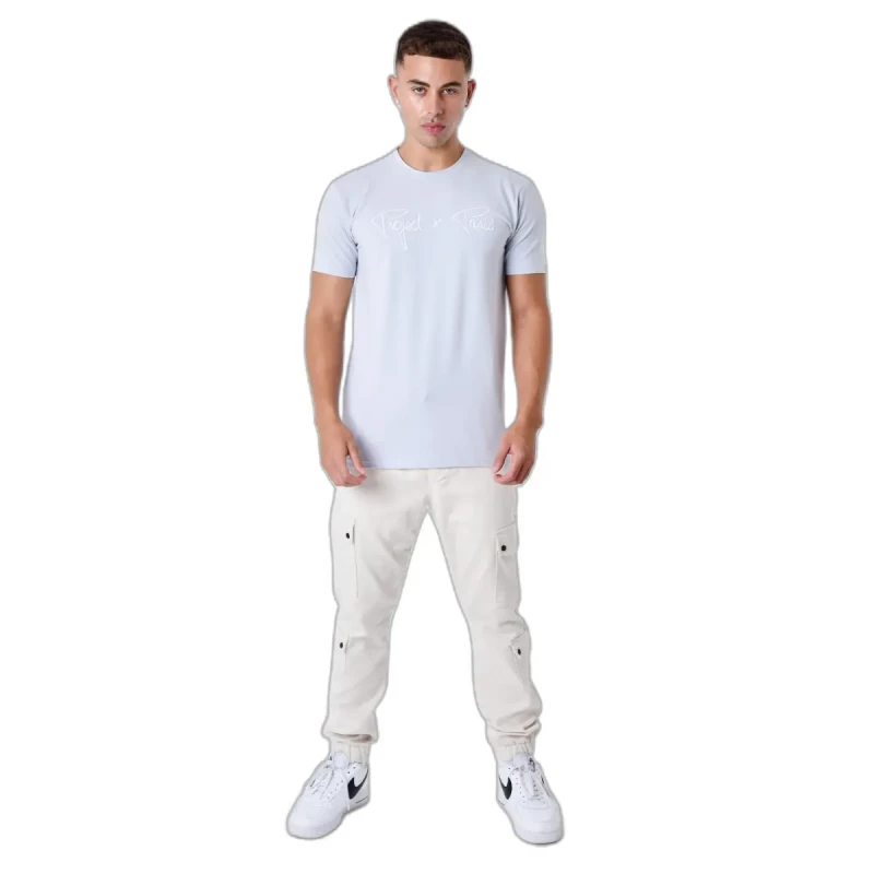 Image of Project X Paris Basic logo embroidery T-Shirt Project X Paris Bleu Male L