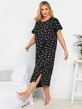 Image of Yours Yours Bows And Spots Midaxi Nightdress, Black, Size 14-16, Women