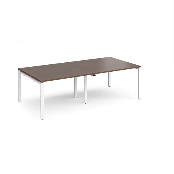 Image of Adapt Rectangular Office Boardroom Table - Walnut - White Frame - W2400mm