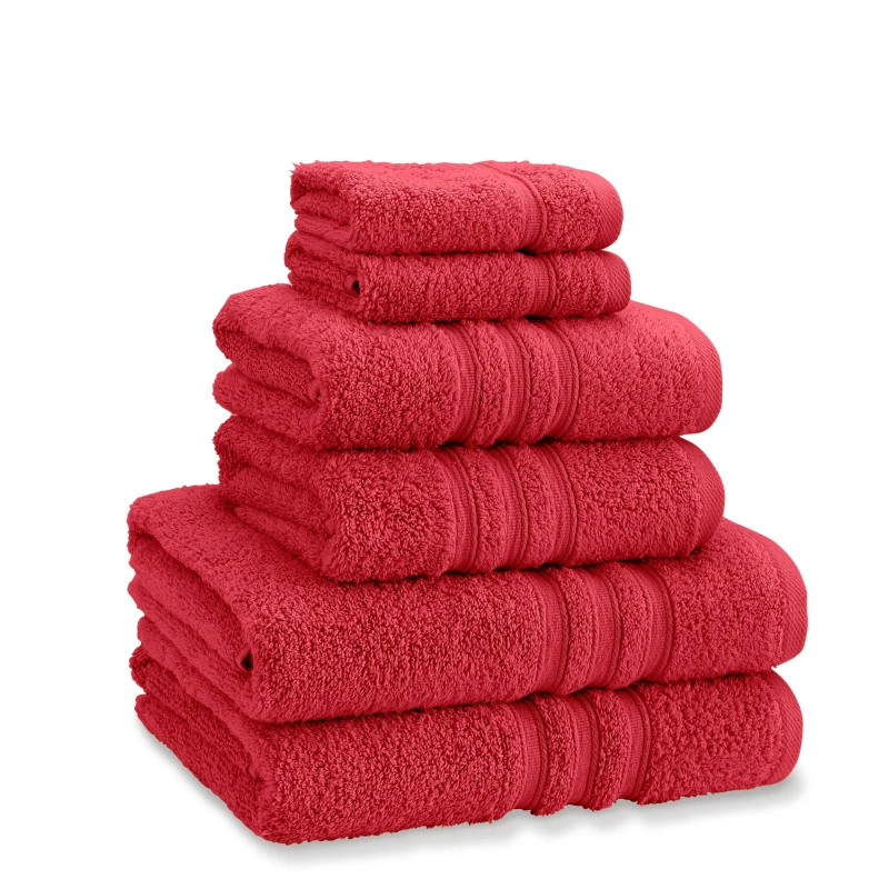 Image of Catherine Lansfield Catherine Lansfield 'Zero Twist' Cotton 6 Piece Towel Bale in Red Red One Size Unisex 5057681152097