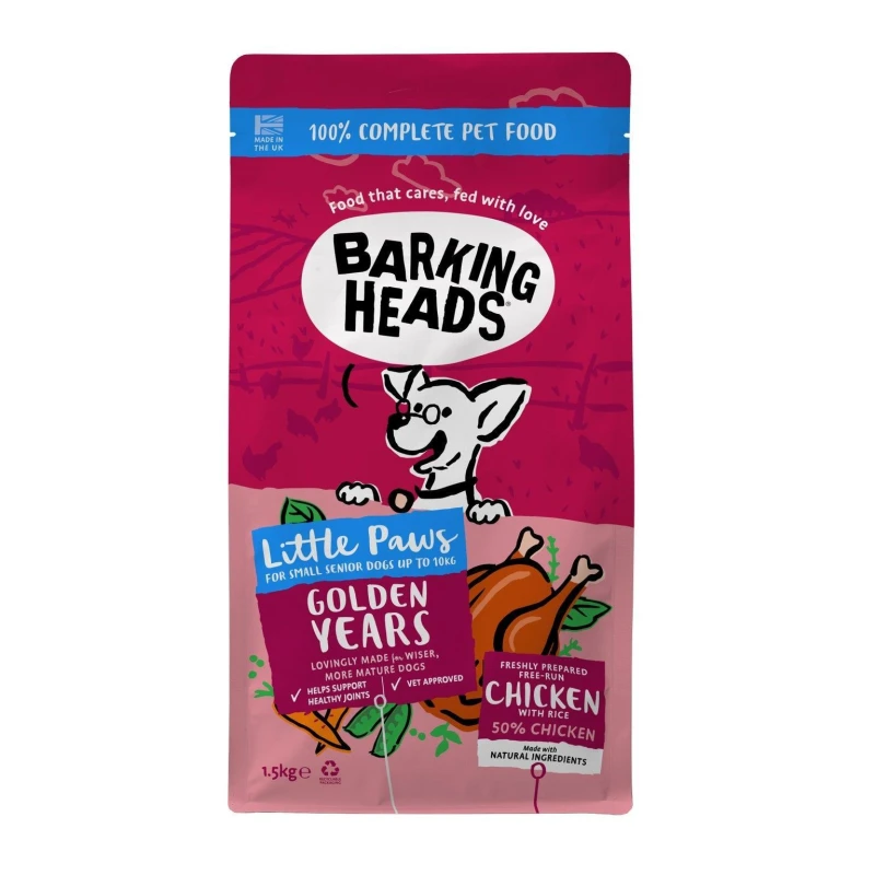 Image of Barking Heads Little Paws Golden Years Dry Dog Food, 1.5kg