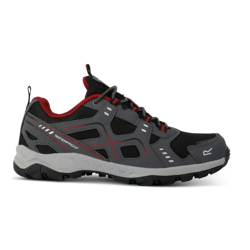 Image of Regatta Mens Vendeavour Lace Up Waterproof Walking Shoes UK Size 9 (EU 43) Granite/Rio Red RMF785-KAR-9