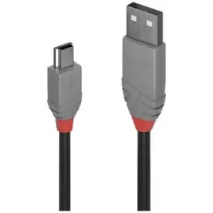 Image of LINDY USB cable USB 2.0 USB-A plug, USB-Mini-B plug 0.20 m Black 36720