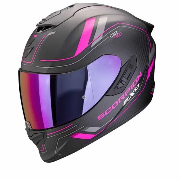 Image of Scorpion EXO-1400 Evo II Carbon Air Mirage Matt Black Pink Full Face Helmet Size XS