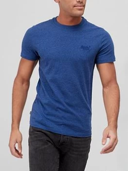 Image of Superdry Vintage Logo Embroidered T-Shirt - Blue Marl, Blue Marl, Size L, Men