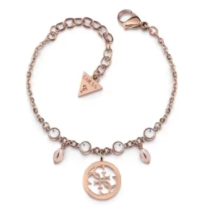 Guess Rose Gold Tone Crystal 4-G Charm Bracelet