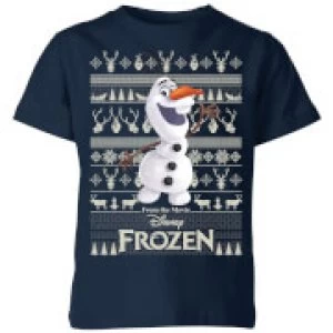Image of Disney Frozen Olaf Kids Christmas T-Shirt - Navy - 11-12 Years