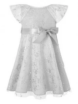 image of Monsoon Baby Girls Millie Sequin Dress - Silver, Size 6-12 Months